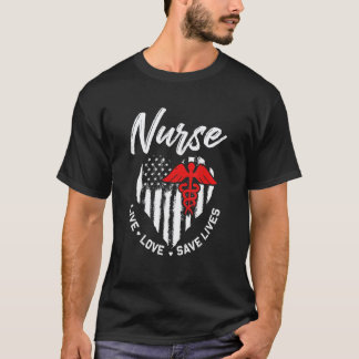 Camiseta Enfermeira Viva Ame Salve Vidas Símbolo Caduceu En