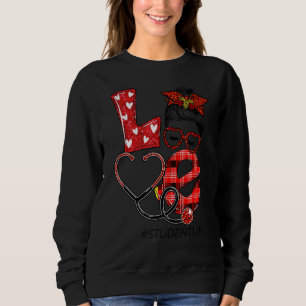 Camiseta Enfermeira Xadrez Vermelha Leopardo Adorava Coraçã