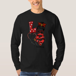 Camiseta Enfermeira Xadrez Vermelha Leopardo Adorava Coraçã
