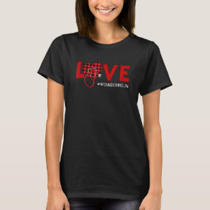 Camiseta Enfermeira Xadrez Vermelho Amor Estetoscópio Cora