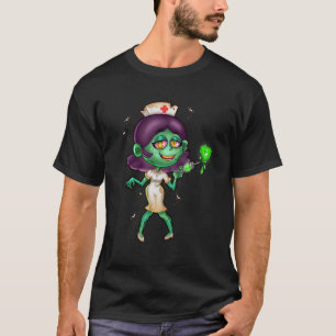 Camiseta Enfermeira Zumbi de Halloween