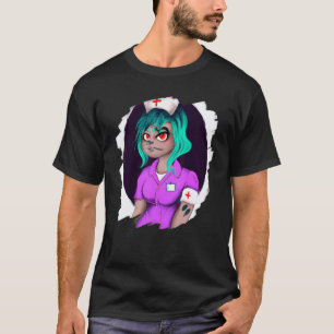 Camiseta Enfermeira Zumbi Fofa Médica Halloween Enfermeira 