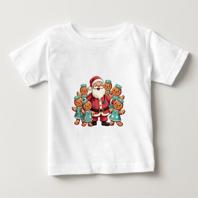 Camiseta Enfermeiras de pão Natal Santa Claus (Frente)