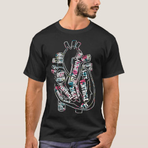 Camiseta Enfermeiro Cardíaco Anatômico Partes de Cartão Car