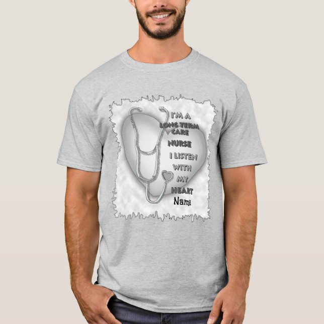 Camiseta Enfermeiro de Cuidados de Longo Prazo do Coração d (Frente)