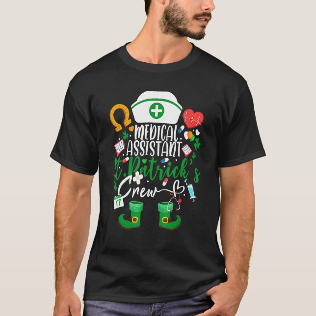 Camiseta Enfermeiro de Dia de São Patrício Assistente Médic (Frente)