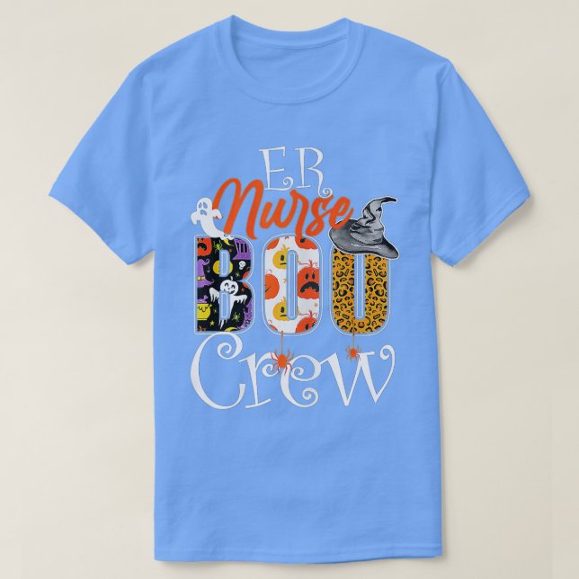 Camiseta Enfermeiro de Halloween Boo Crew, Enfermeira Hallo (Frente do Design)