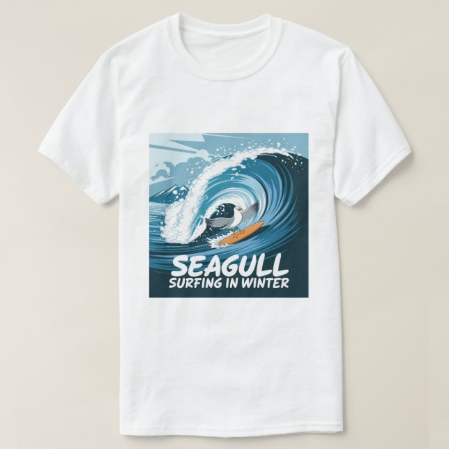 Camiseta Enfermeiro de inverno, Surfe de Seagull, Seagull (Frente do Design)