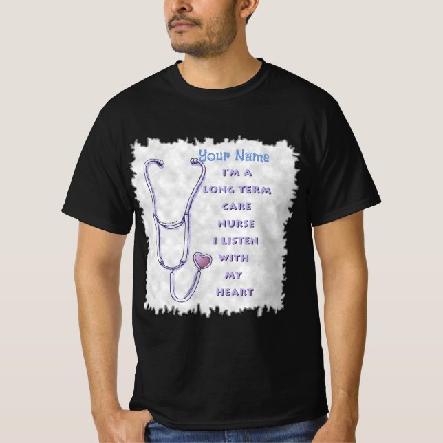 Camiseta Enfermeiro De Longo Prazo Estetoscópio (Frente)