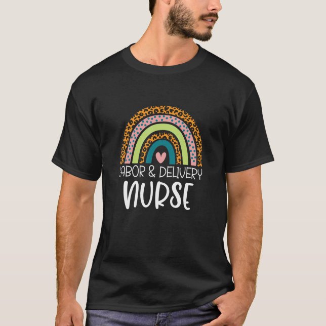 Camiseta Enfermeiro De Trabalho E Entrega Leopardos Rainbow (Frente)