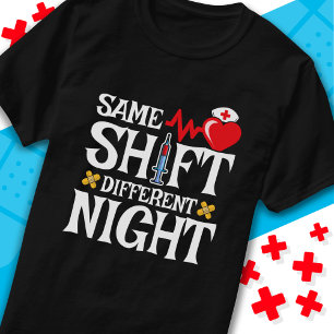 Camiseta Enfermeiro Engraçado Mesmo Turno Diferente Enferme