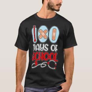Camiseta Enfermeiro escolar 100 dias de estetoscópio de amo