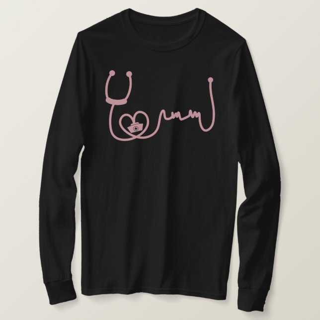 Camiseta Enfermeiro Estetoscópio Frequentes (Frente do Design)