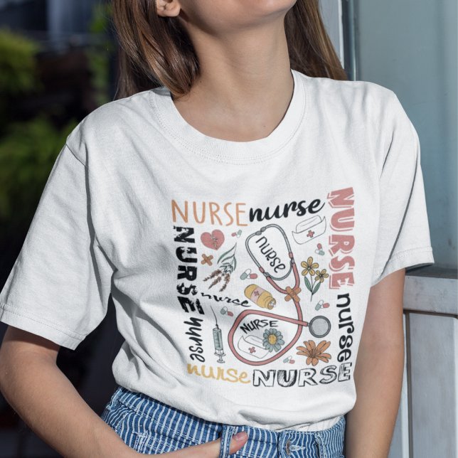 Camiseta Enfermeiro Flor Coisas Stetoscope (Criador carregado)