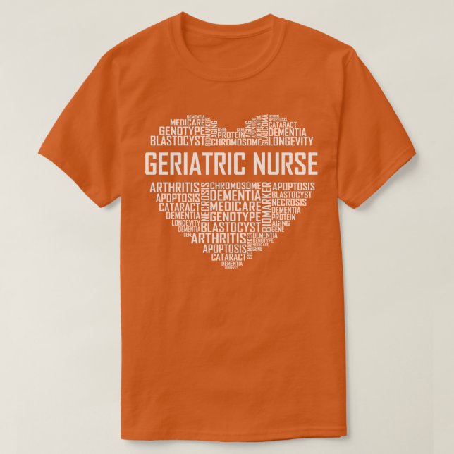 Camiseta Enfermeiro Geriátrico Coração (Frente do Design)