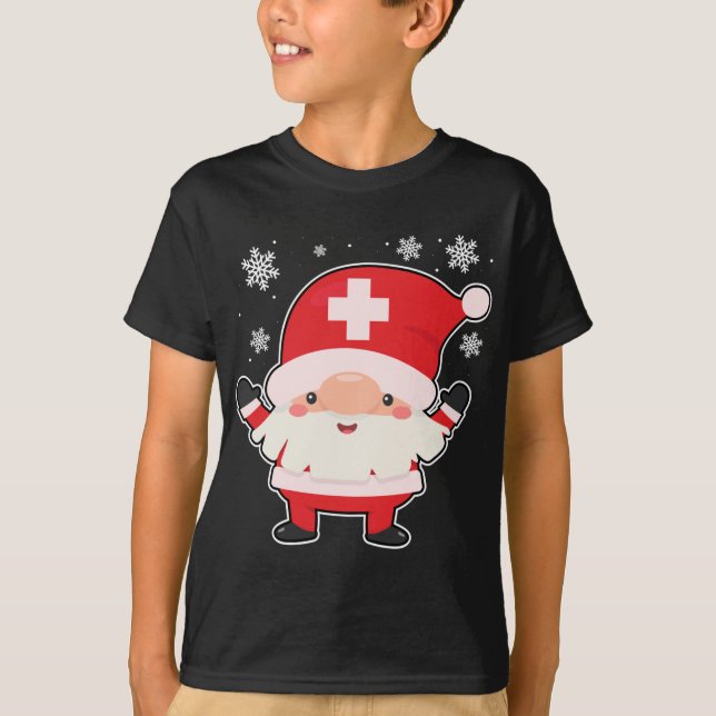Camiseta Enfermeiro Gnomo Papais noeis Enfermeiro de Natal  (Frente)