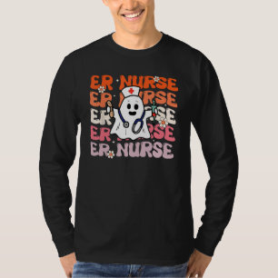 Camiseta Enfermeiro Groovy Dia de as Bruxas engraçado Ghost