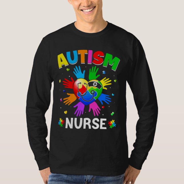 Camiseta Enfermeiro legal Autismo Sensibilização Quebra-cab (Frente)