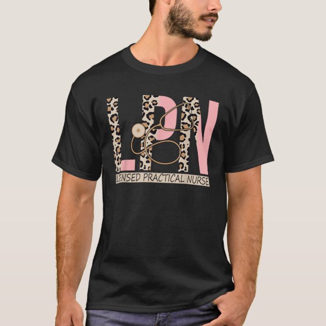 Camiseta Enfermeiro Leopard LPN Enfermagem Prática Licencia (Frente)