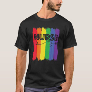 Camiseta Enfermeiro LGBT Arco-Íris Registrado Enfermeiro RN