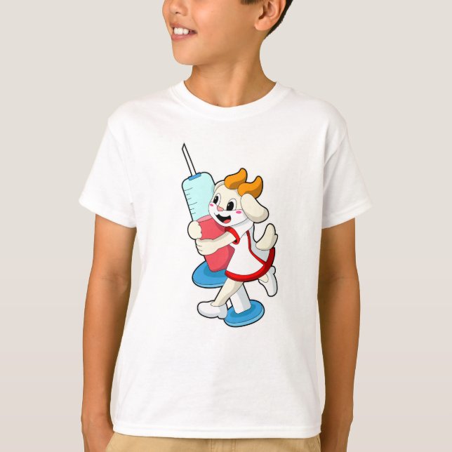 Camiseta Enfermeiro na Vacinação com Seringa (Frente)