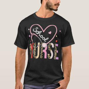Camiseta Enfermeiro Namorados Leopard Coração Estetoscópio