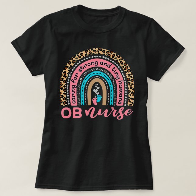 Camiseta Enfermeiro OB Bonito Arco-Íris - Obstetrícia - OB  (Frente do Design)