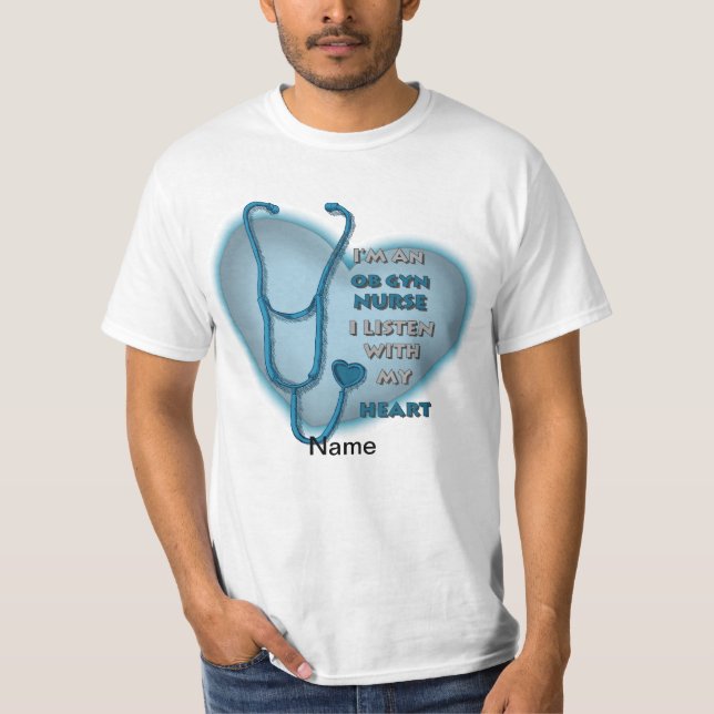 Camiseta Enfermeiro ObGyn Blue Heart (Frente)