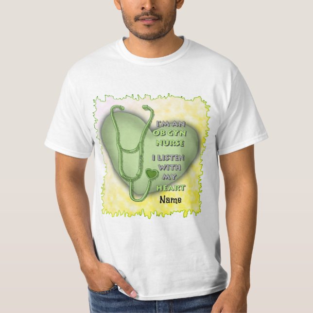 Camiseta Enfermeiro ObGyn do Coração Verde (Frente)