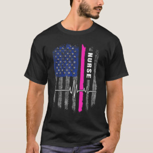 Camiseta Enfermeiro Patriótico de Bandeira Americano Enferm