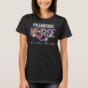 Camiseta Enfermeiro Pediátrico Café Esfrega Luvas de Borrac
