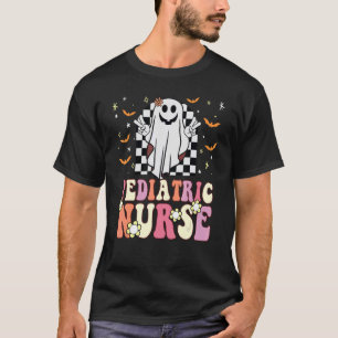 Camiseta Enfermeiro Pediátrico Groovy Hippie Ghost Retro 70