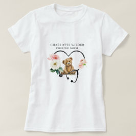 Camiseta Enfermeiro Pediátrico Urso de Teddy Urso Floral Es