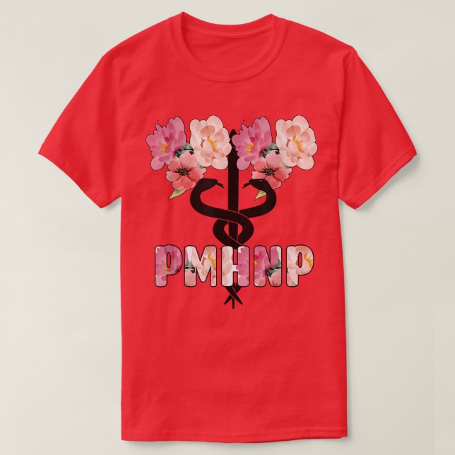 Camiseta Enfermeiro PMHNP Caduceus Psiquiátrico para a Saúd (Frente do Design)