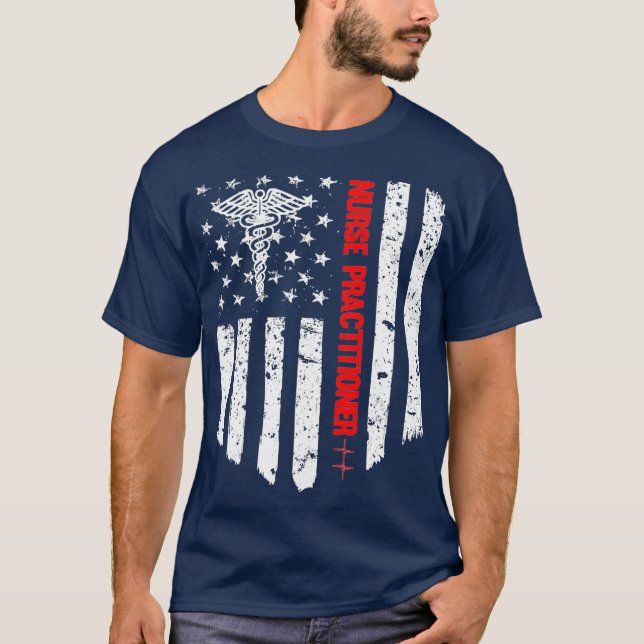 Camiseta Enfermeiro Praticante American Flag RN Registrado (Frente)