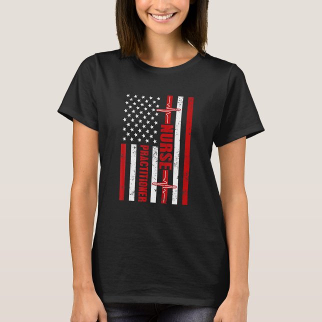 Camiseta Enfermeiro Praticante de Bandeiras Americanas (Frente)