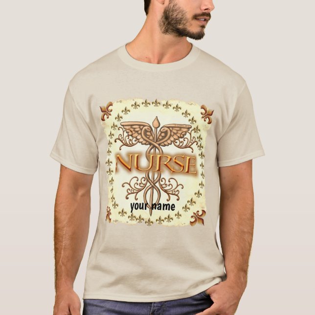 Camiseta enfermeiro rico de cobre caduceus (Frente)
