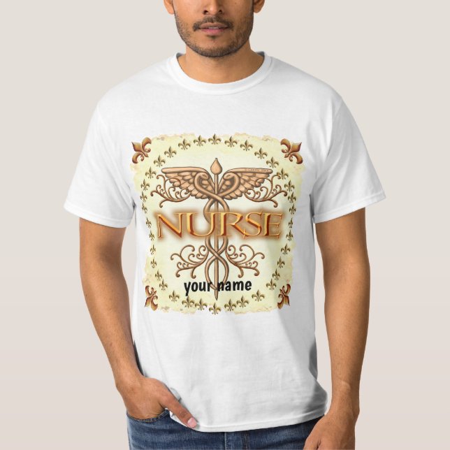 Camiseta enfermeiro rico de cobre caduceus (Frente)