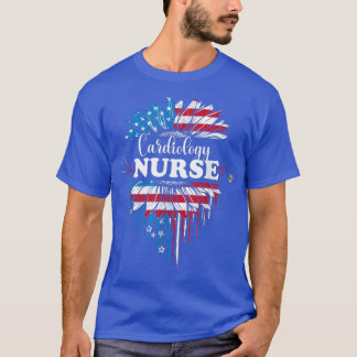Camiseta Enfermeiro Sunflower USA Flag Cardiology Stethosco