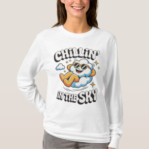 Camiseta Enfileirando no Design da Nuvem Retroativa do Céu