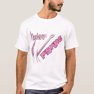 Camiseta Enganchado em pescar o gancho cor-de-rosa