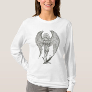 Camiseta Engel Bleistiftzeichnung Design preto e branco