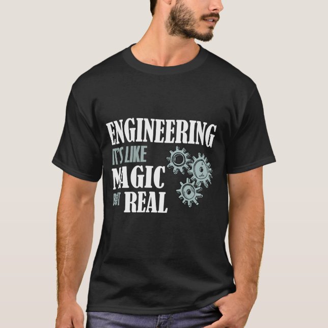 Camiseta Engenharia - É como Magia, mas Real (Frente)
