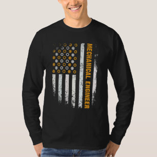 Camiseta Engenharia Engrenagem Cog EUA Bandeira Engenheiro