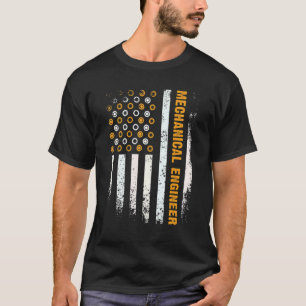 Camiseta Engenharia Engrenagem Engrenagem Bandeira EUA Enge