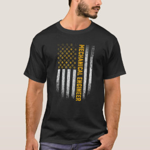 Camiseta Engenharia Engrenagem Roda Dentada EUA Bandeira En