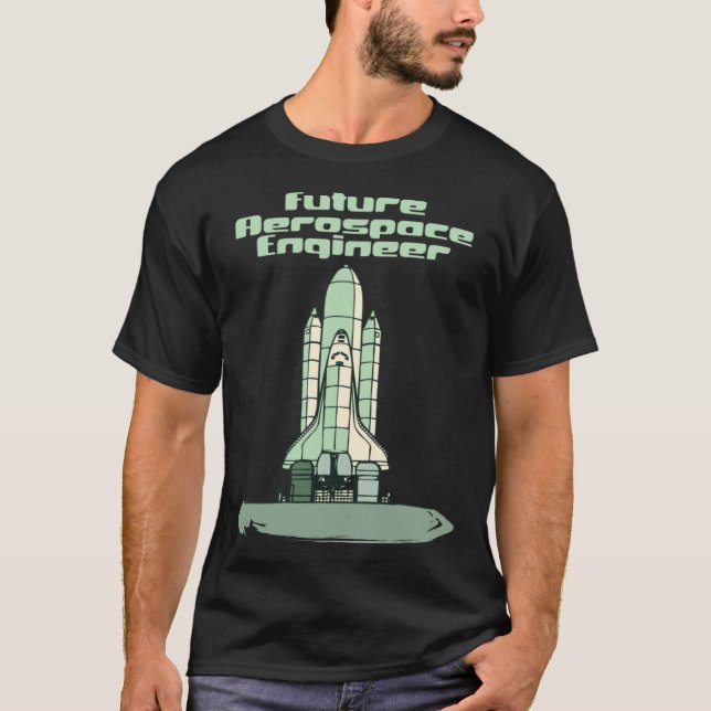 Camiseta Engenheiro Aerospace Verde Para Crianças (Frente)