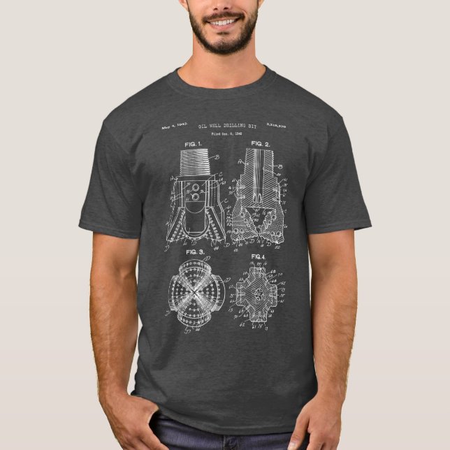 Camiseta Engenheiro    Blueprint do Drill Bit (Frente)