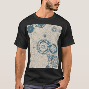Camiseta Engenheiro Blueprint Engrenagens Arquitetura Estru