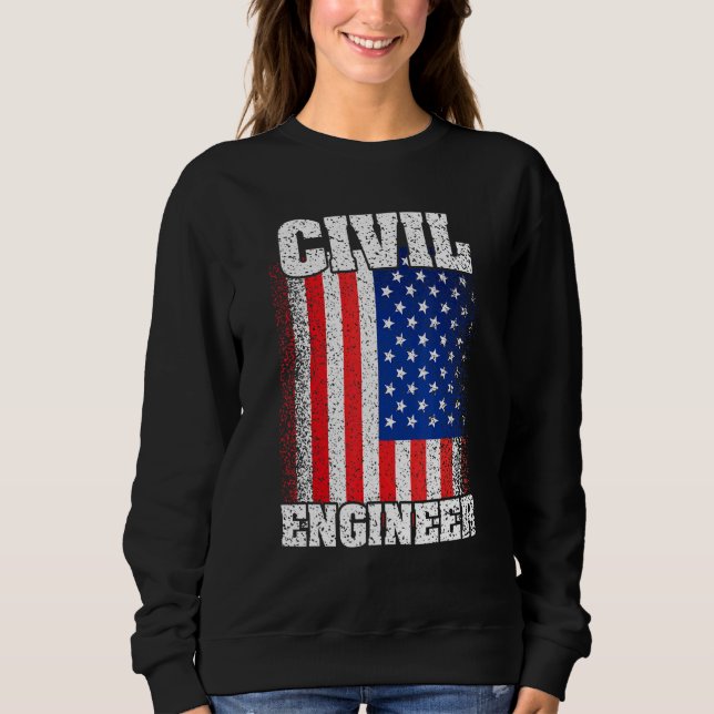 Camiseta Engenheiro Civil Americano Mulheres Patriotas Home (Frente)